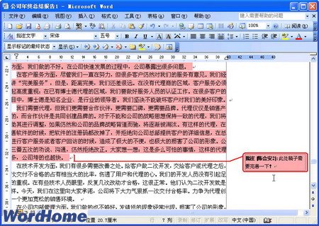 在Word2003中使用Word文档批注功能  武林网