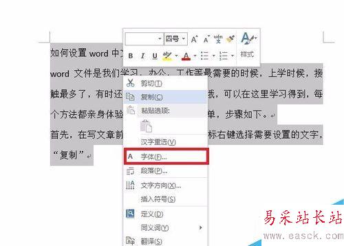 如何设置word中文和西文字体