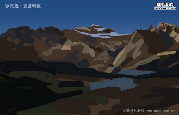 ps+友基绘影ⅱpf8080绘制山水风景图片_网页设计