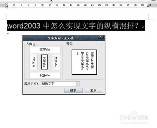 word2003中怎么实现文字的纵横混排？