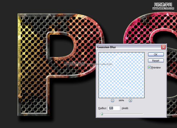 ps文字教程实例:金属腐蚀文字特效_网页设计