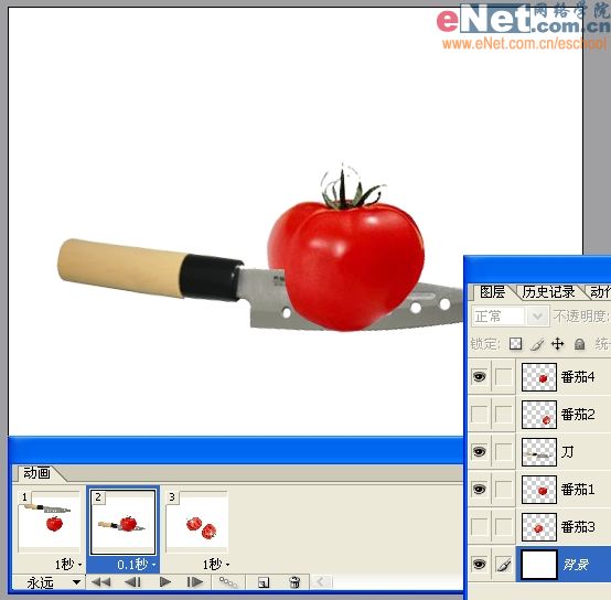 imageready制作刀切西红柿动画效果图_网页设计webjx.com整理