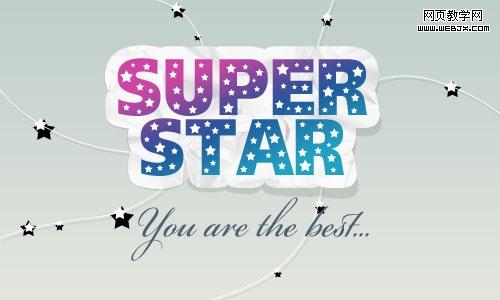 photoshop文字特效:炫丽的super star_webjx.com