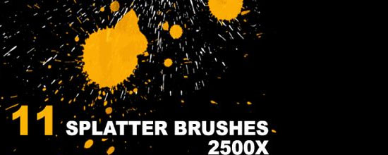 splatter and watercolour brushes for photoshop - screen shot.