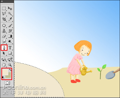 photoshop cs4绘制矢量312植树节卡通宣传画