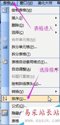 word2003中表格的计算与排序