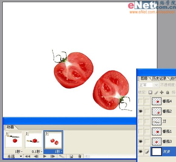 imageready制作刀切西红柿动画效果图_网页设计webjx.com整理
