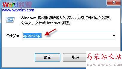 输入appwiz.cpl