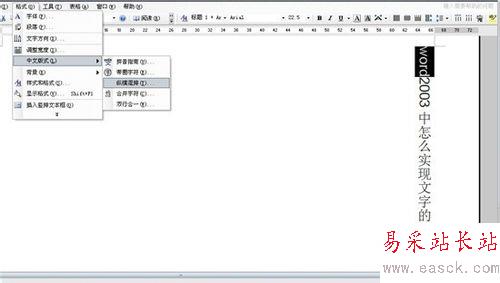 word2003中怎么实现文字的纵横混排？