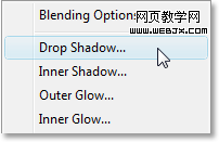 selecting 'drop shadow' from the layer styles list.