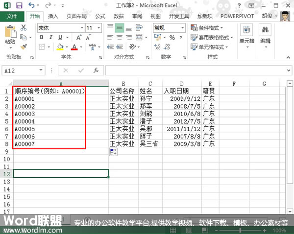 利用Text函数在Excel2013中建立顺序编号