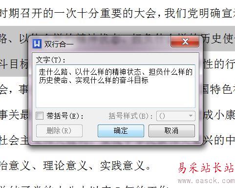 word双行合一的设置方法