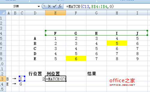 快速查找Excel表中特定行列交叉单元格的内容