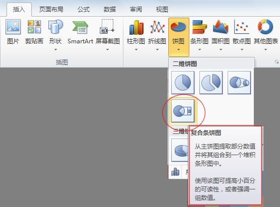 Excel2010版复合饼图制作