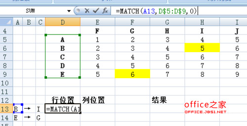 快速查找Excel表中特定行列交叉单元格的内容