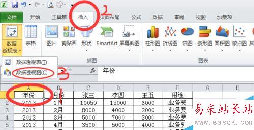 如何用EXCEL创建数据透视图