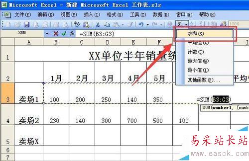 如何利用EXCEL表格求和，并且做成格式化的表格