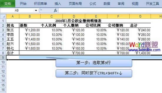 Excel2010隐藏行和列单元格方法