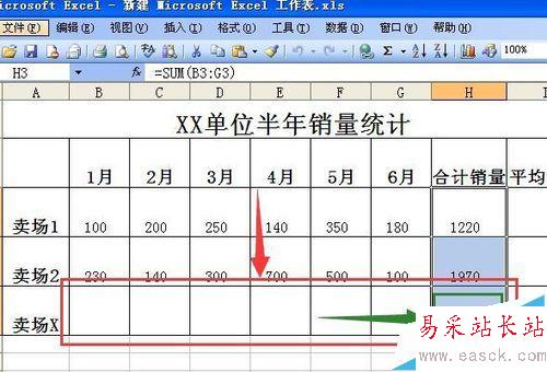 如何利用EXCEL表格求和，并且做成格式化的表格