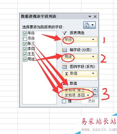 如何用EXCEL创建数据透视图