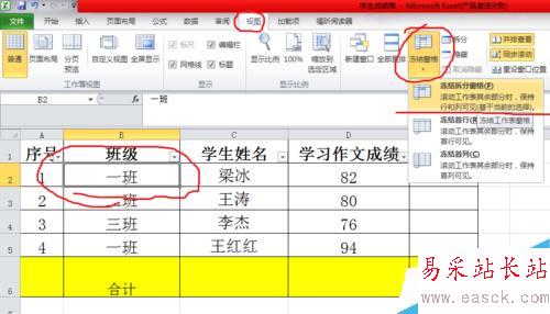 excel表中，怎么冻结标题行或标题列-冻结窗格