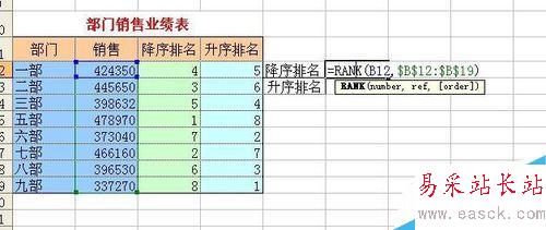 Excel中如何计算某个数值在列表中的排位情况？