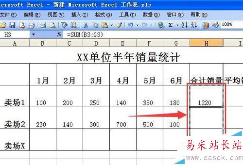 如何利用EXCEL表格求和，并且做成格式化的表格