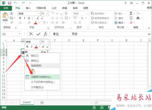 在Excel2013中做出两个数据的上下标效果