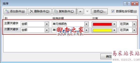 把Excel2013表格按照单元格颜色进行排序