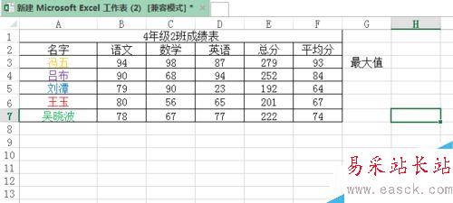 excel 如何计算公式的最大值？