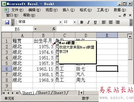 鼠标放到该单元格自动显示