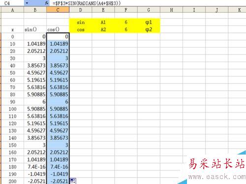 如何利用excel制作动态正余弦函数图像