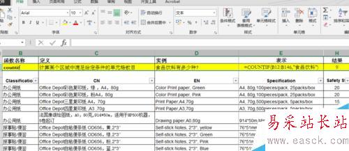 Excel count 函数应用