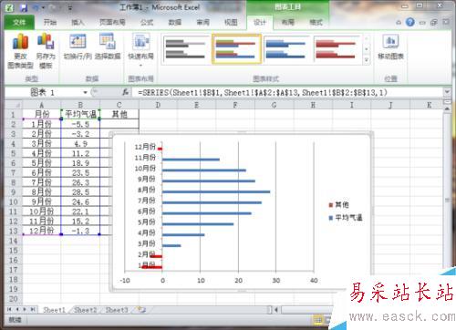 Excel表格图表中用指定颜色表示负值