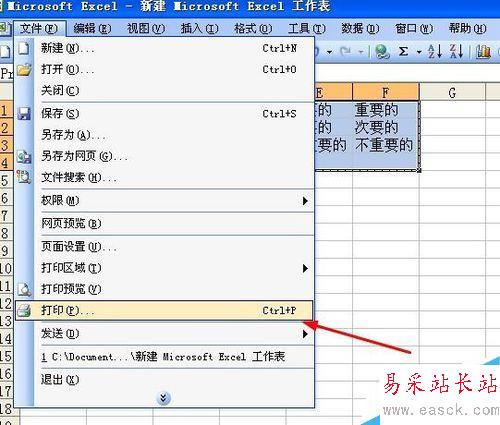 如何在excel打印指定的单元格内容？