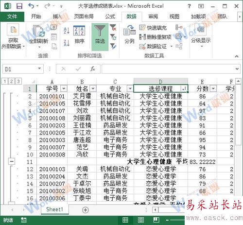 分类汇总效果