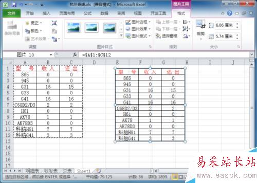 在Excel2010工作表中创建数据图片