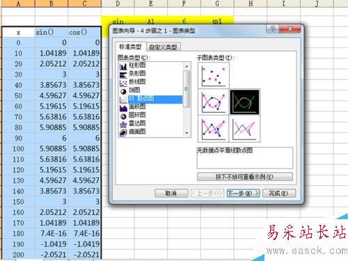 如何利用excel制作动态正余弦函数图像