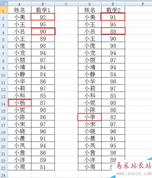 用Excel快速核对数据