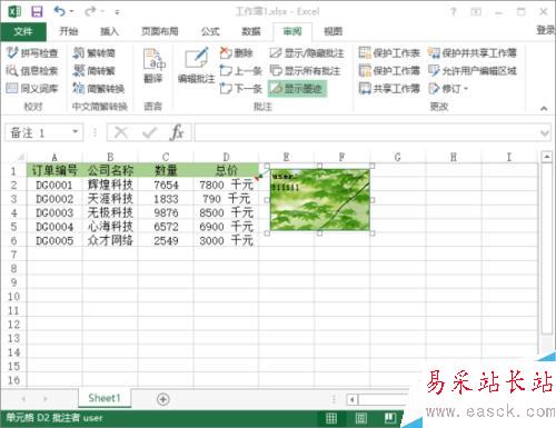 Excel2013中怎样插入图片批注 怎么插入图片批注