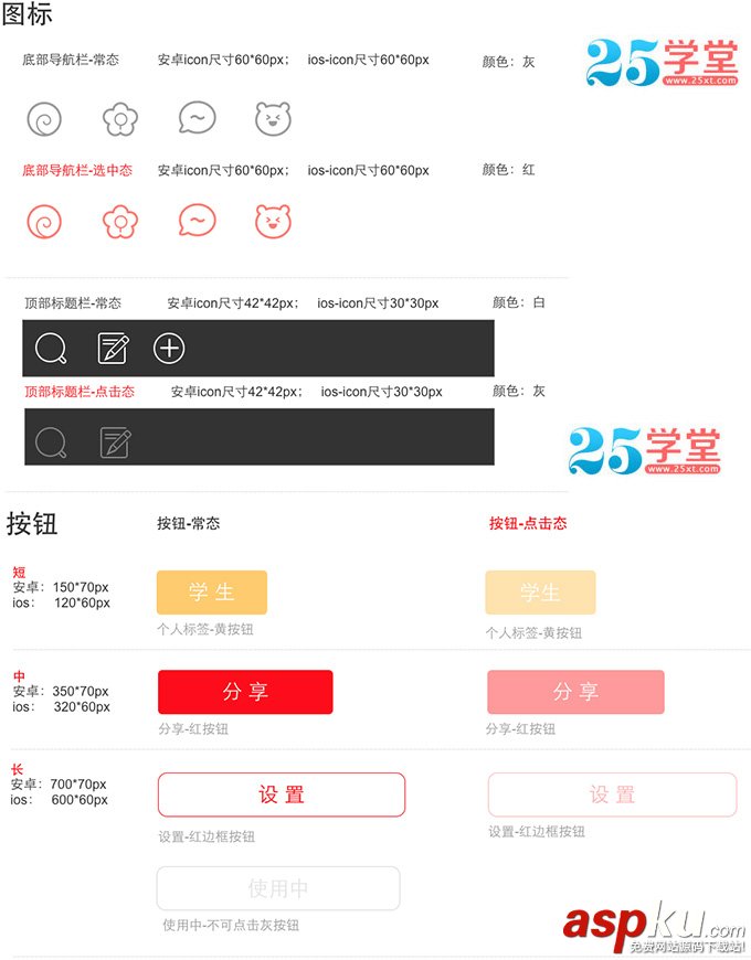 手机APP设计规范：图标和按钮视觉设计规范