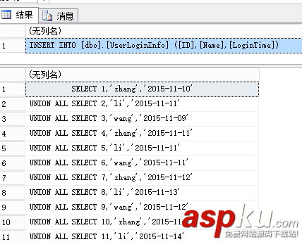 SQL Server中数据行批量插入脚本的存储实现