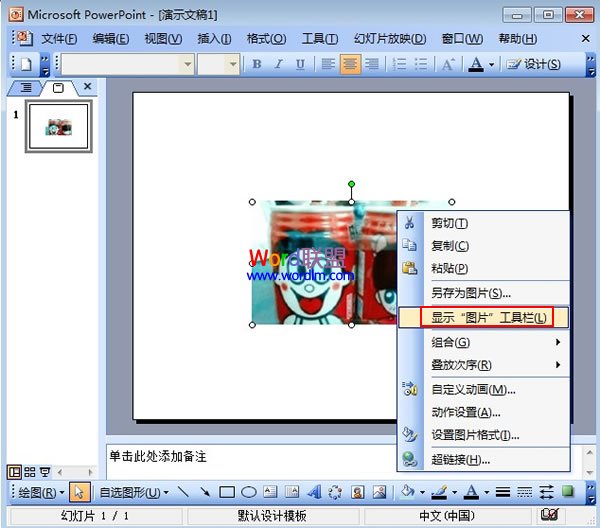 PowerPoint2003图片透明色