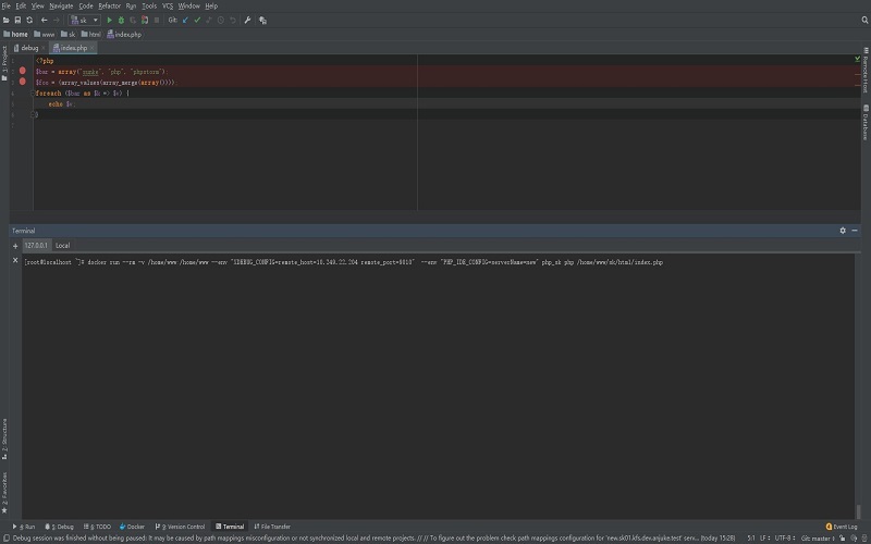 phpstorm,docker,脚本,debug
