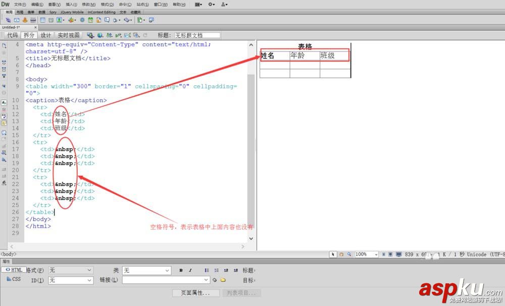 Dreamweaver,表格,代码