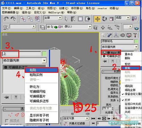 3ds max毛发修改器制作逼真仙人球