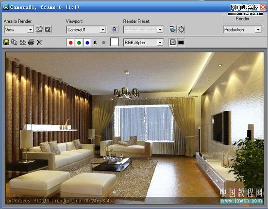 3dsmax教程:室内客厅的渲染教程-www.VeVb.com