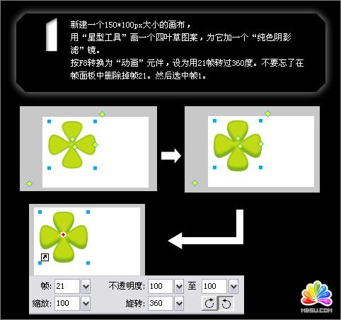 Fireworks打造旋转的四叶草