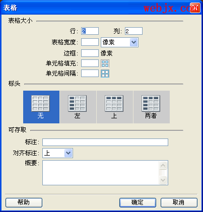 详解用dreamweaver制作网页中的表格