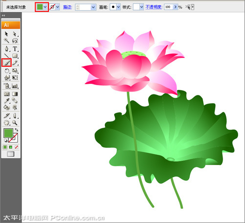 illustrator cs3鼠绘教程：绘制漂亮的矢量荷花图_网页设计